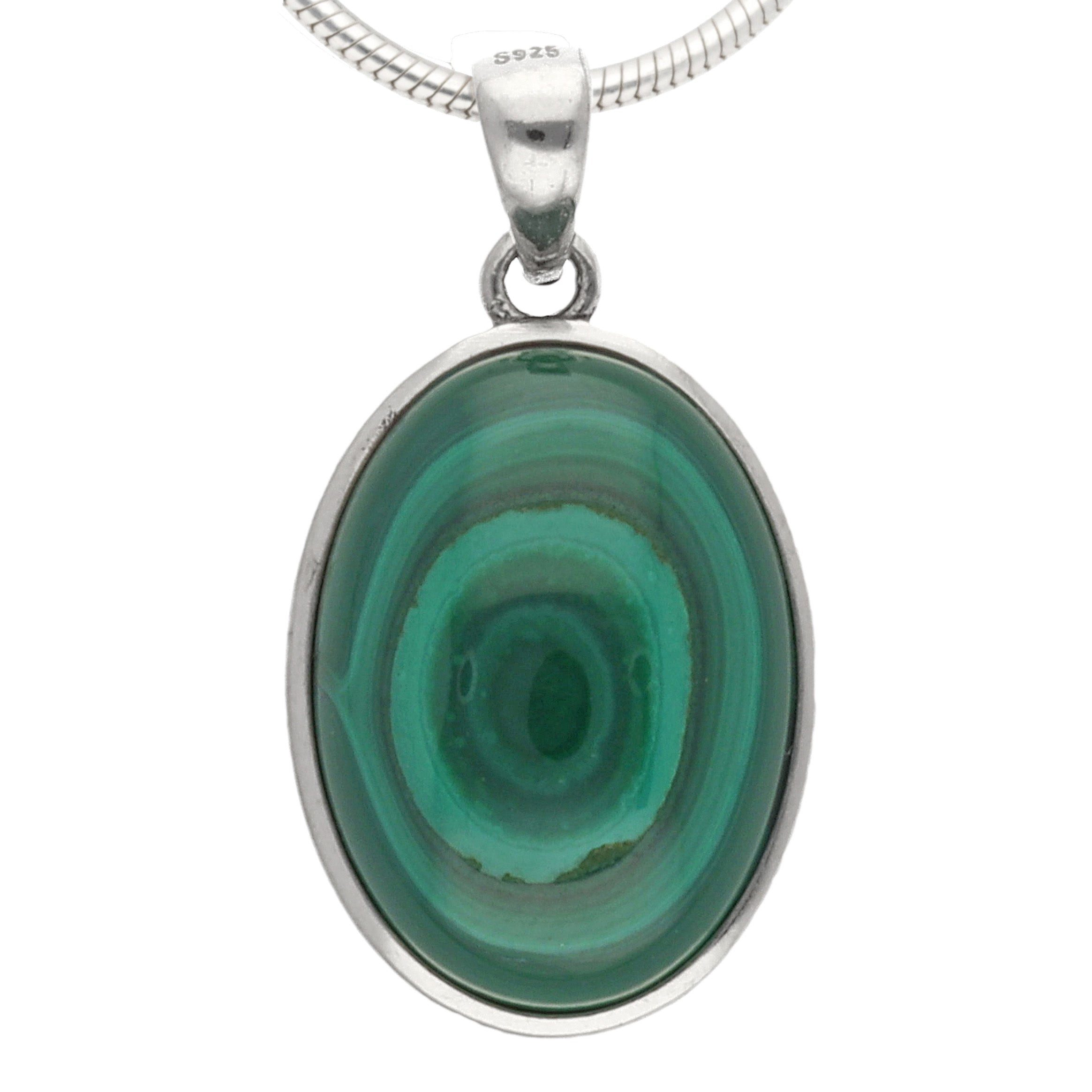 Lebensquelle Plus Kettenanhänger Malachit Anhänger (oval) in Silber gefasst