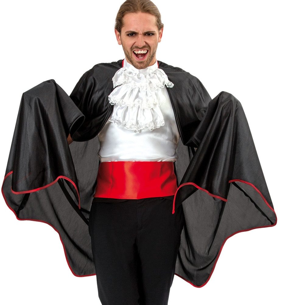 Vampir-Kostüm Vampir Cape Umhang Schwarz XXL Halloween Karneval Fasching Party