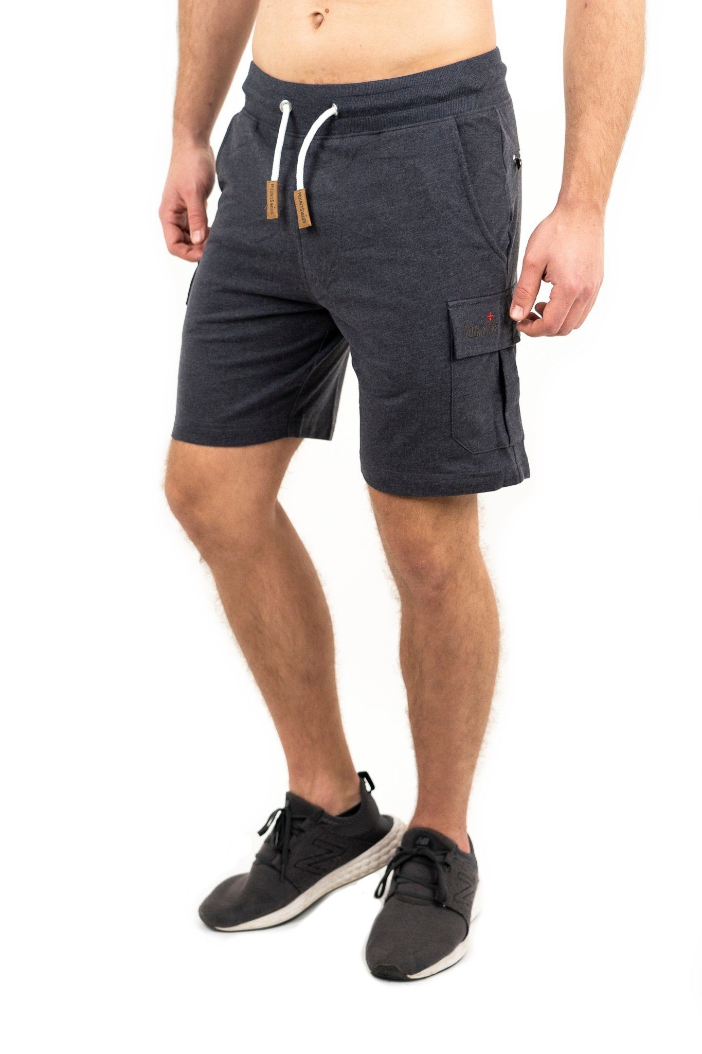 Mount Swiss Kurze Swiss Gesäßtaschen Shorts 2 Seitentaschen, 2 Herren mit + Freizeithose Reißverschluss Mount (1-tlg) dunkelblau Beintaschen 2 CARGO