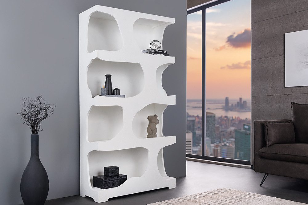 riess-ambiente Standregal ART AMBIENTE 180cm weiß · Raumteiler im Edelrost-Design, Einzelartikel 1-tlg., Wohnzimmer · Beton-Oberfläche · 4 Fächer · abstrakte Optik · Modern