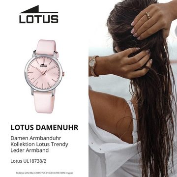 Lotus Quarzuhr Lotus Damen Armbanduhr Trendy 18738/2, (Analoguhr), Damenuhr rund, mittel (ca. 33mm) Lederarmband rosa