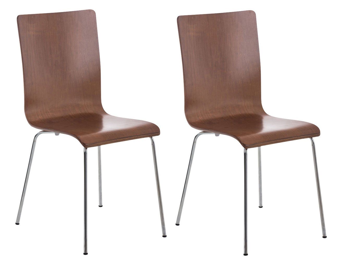 chrom Sitzfläche TPFLiving geformter Peppo Gestell: Messestuhl, Metall - - Warteraumstuhl Holz mit braun Konferenzstuhl - 2 ergonomisch Besucherstuhl (Besprechungsstuhl Sitzfläche: - St),