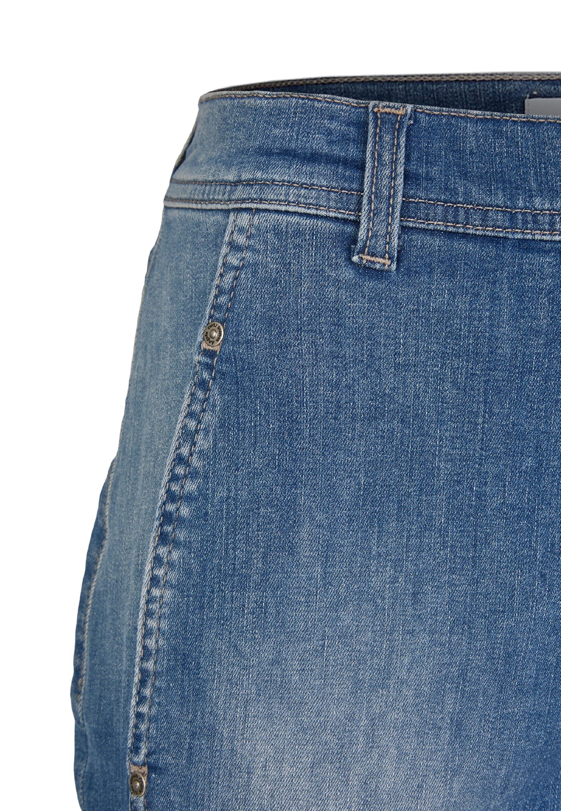 Design Alma mit mittelblau modernem mit Logo-Applikation Loose-fit-Jeans Mom-Jeans Crop ANGELS