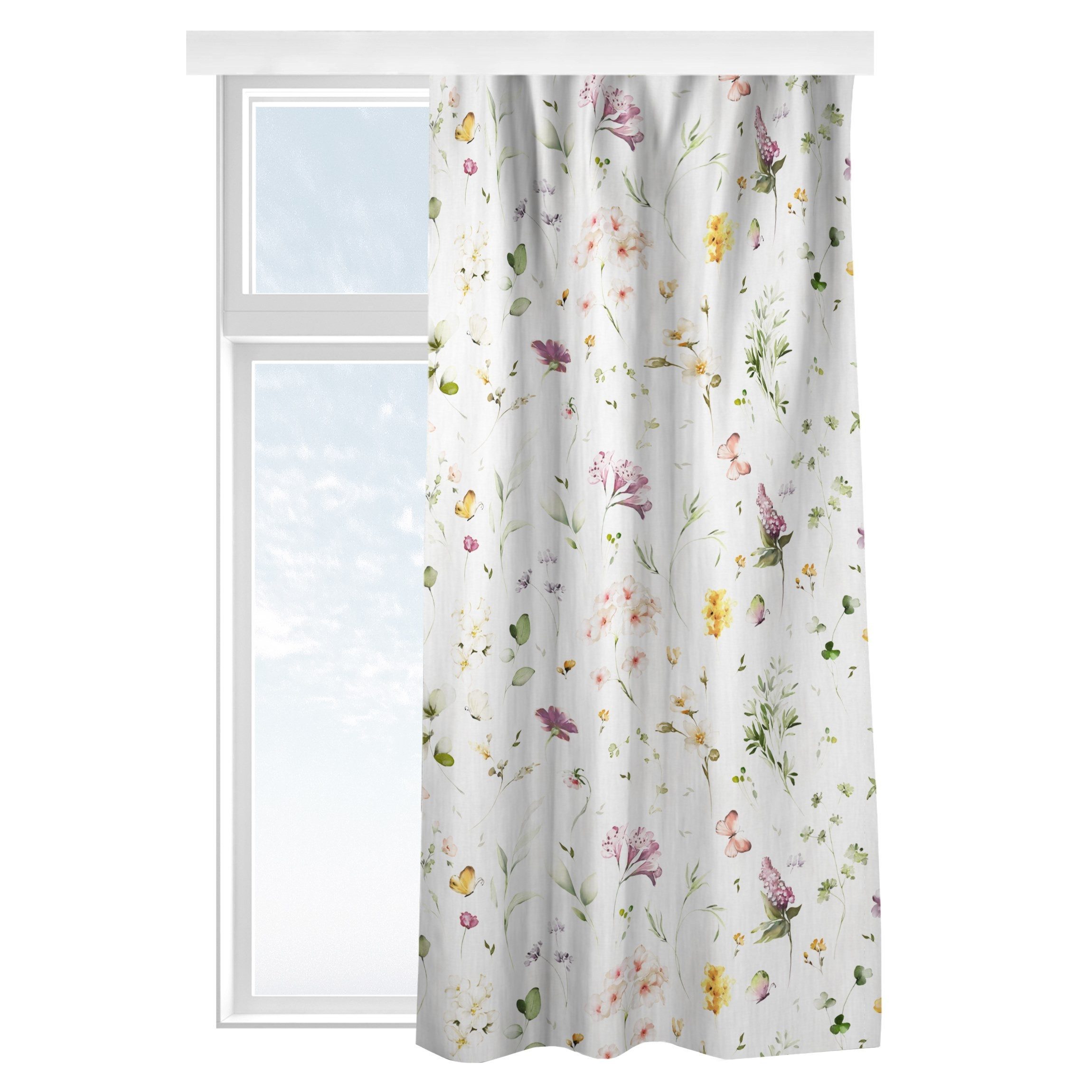 Bilderdepot24 Vorhang Gardine Modern Natur Wildblumen Aquarell Muster Türvorhang Raumteiler (1 St), Multifunktionsband, blickdicht, Samt, Schiebegardinen Schlafzimmer Wohnzimmer Schiebevorhang