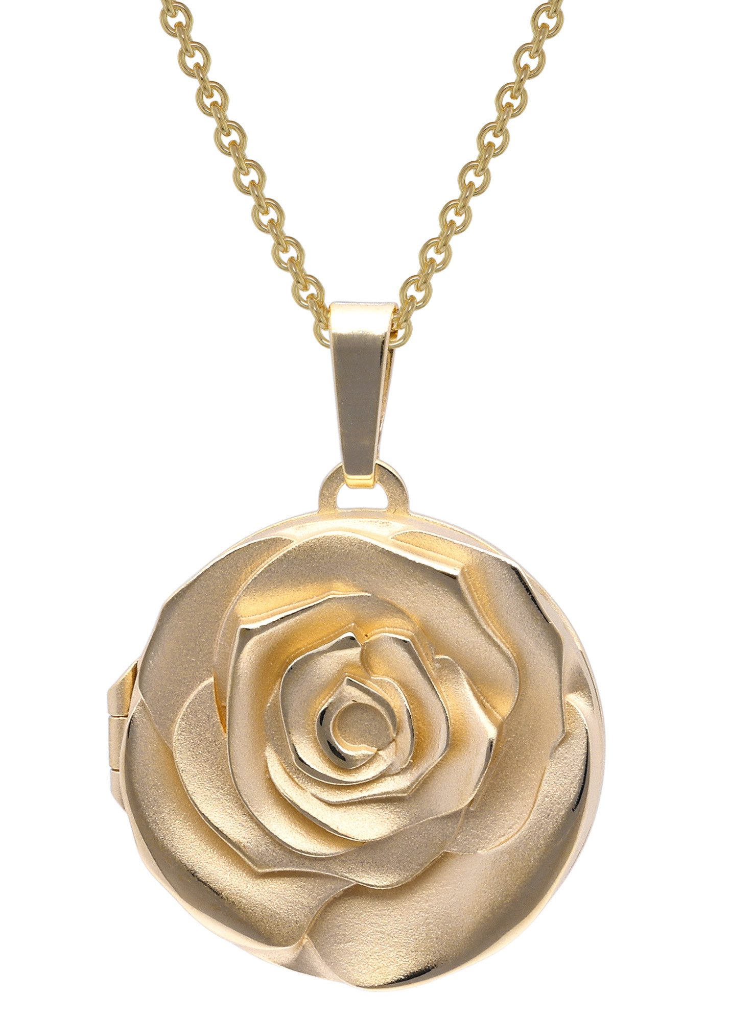 Collier mit Rosen-Medaillon Gold auf Silber 925