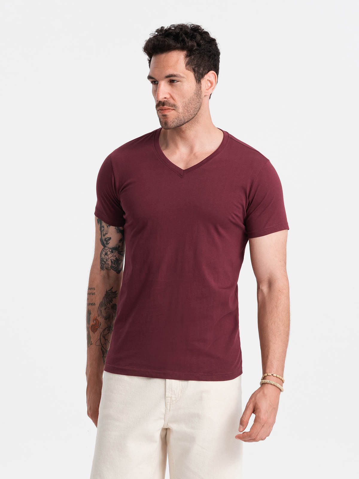 OMBRE T-Shirt Klassisches Herren-T-Shirt mit V-Ausschnitt günstig online kaufen