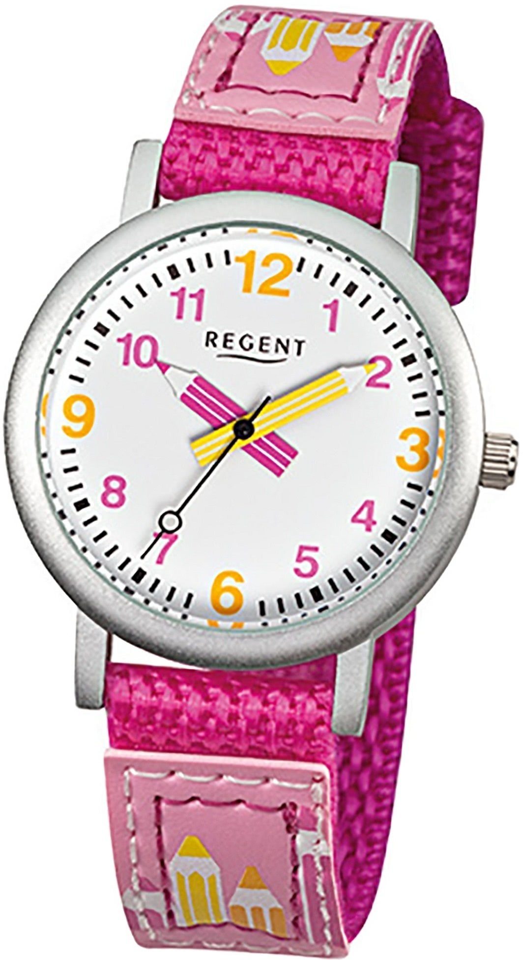 Regent Quarzuhr Regent pink, Uhr Textil Textilarmband klein (ca. Kinderuhr Kinder 29mm) rundes Gehäuse, Quarzuhr