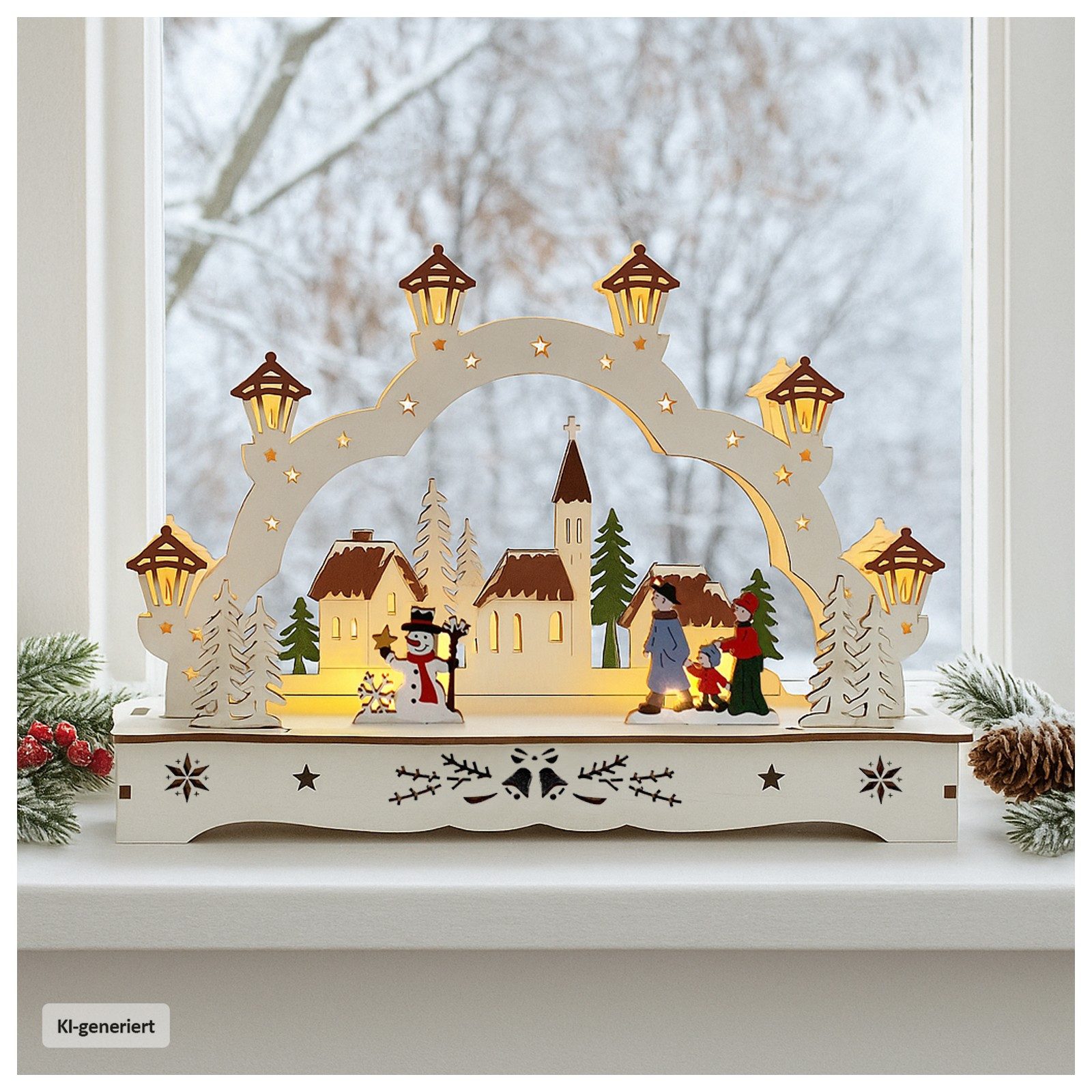 HTI-Living Schwibbogen Lichterbogen in modernem Weiß (1-tlg), Schwibbogen Weihnachtsdeko