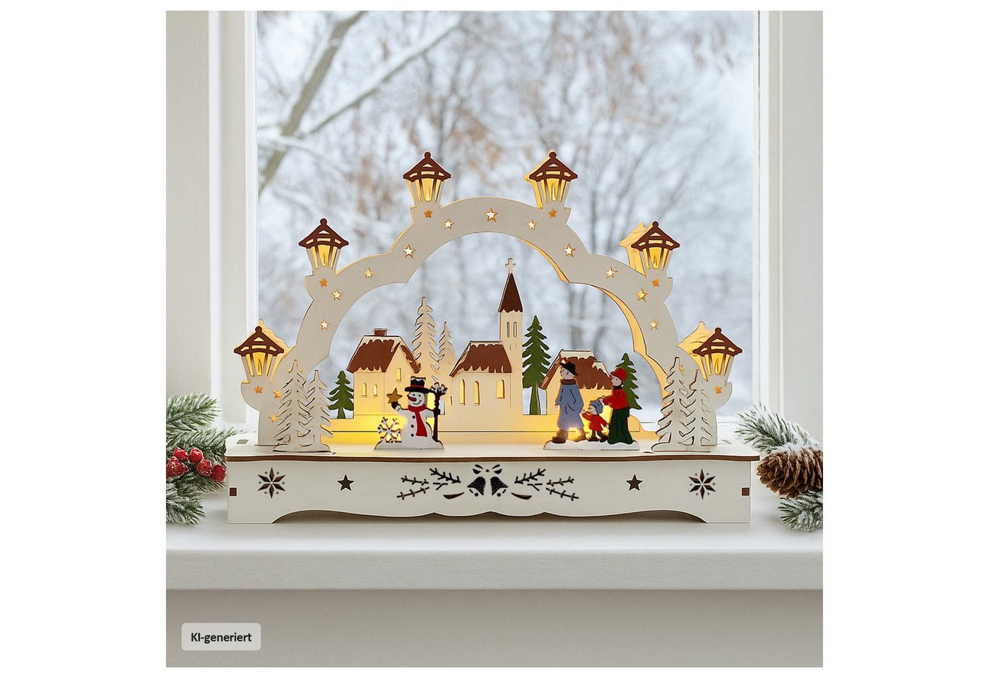 HTI-Living Schwibbogen Lichterbogen in modernem Weiß (1-tlg), Schwibbogen Weihnachtsdeko