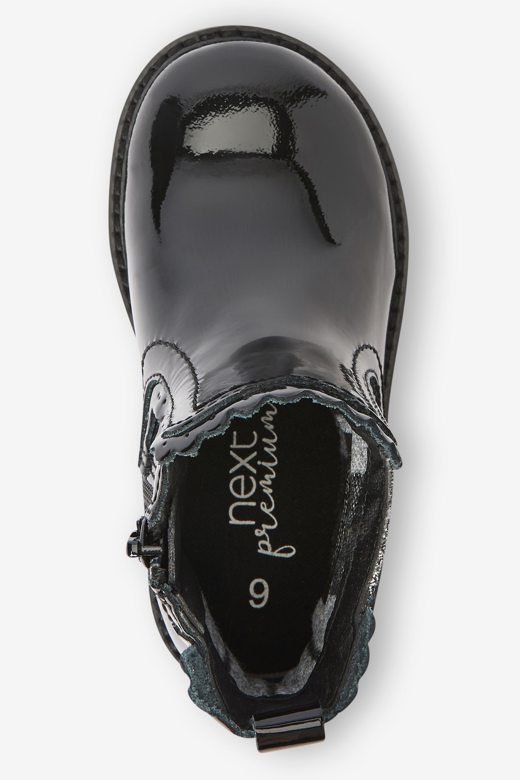 Next Chelsea-Boots Passform Chelseaboots Bogenkante, weite (1-tlg) Black Leather Patent mit