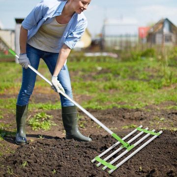 Randaco Rechen Levelingrake gartengeräte Gartenwerkzeug Edelstahl 1.7m Griff, 60 cm Arbeitsbreite