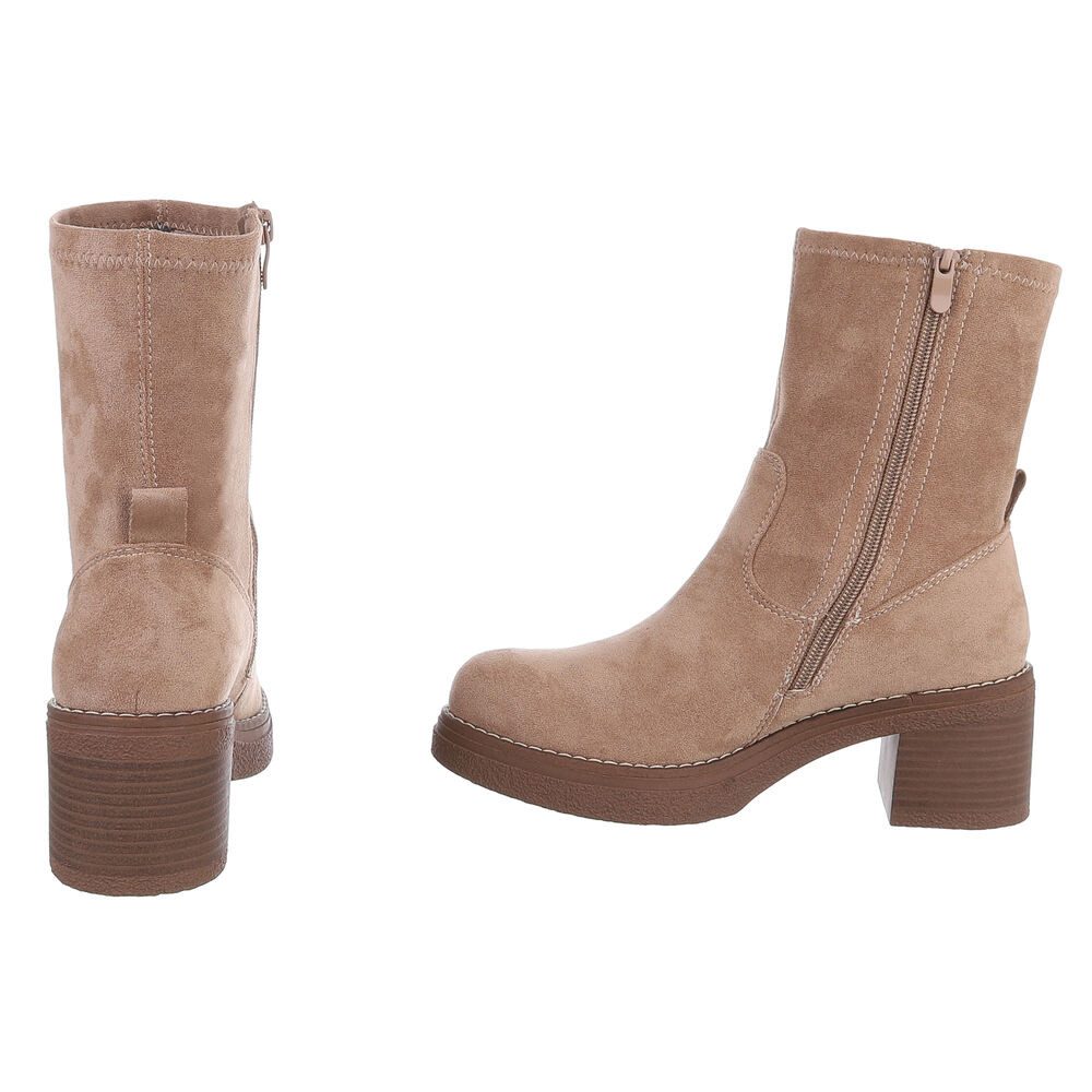 Ital-Design Elegante Ankle Boots mit Blockabsatz für Damen Plateaustiefelette (90598752) Blockabsatz Stiefeletten in Hellbraun