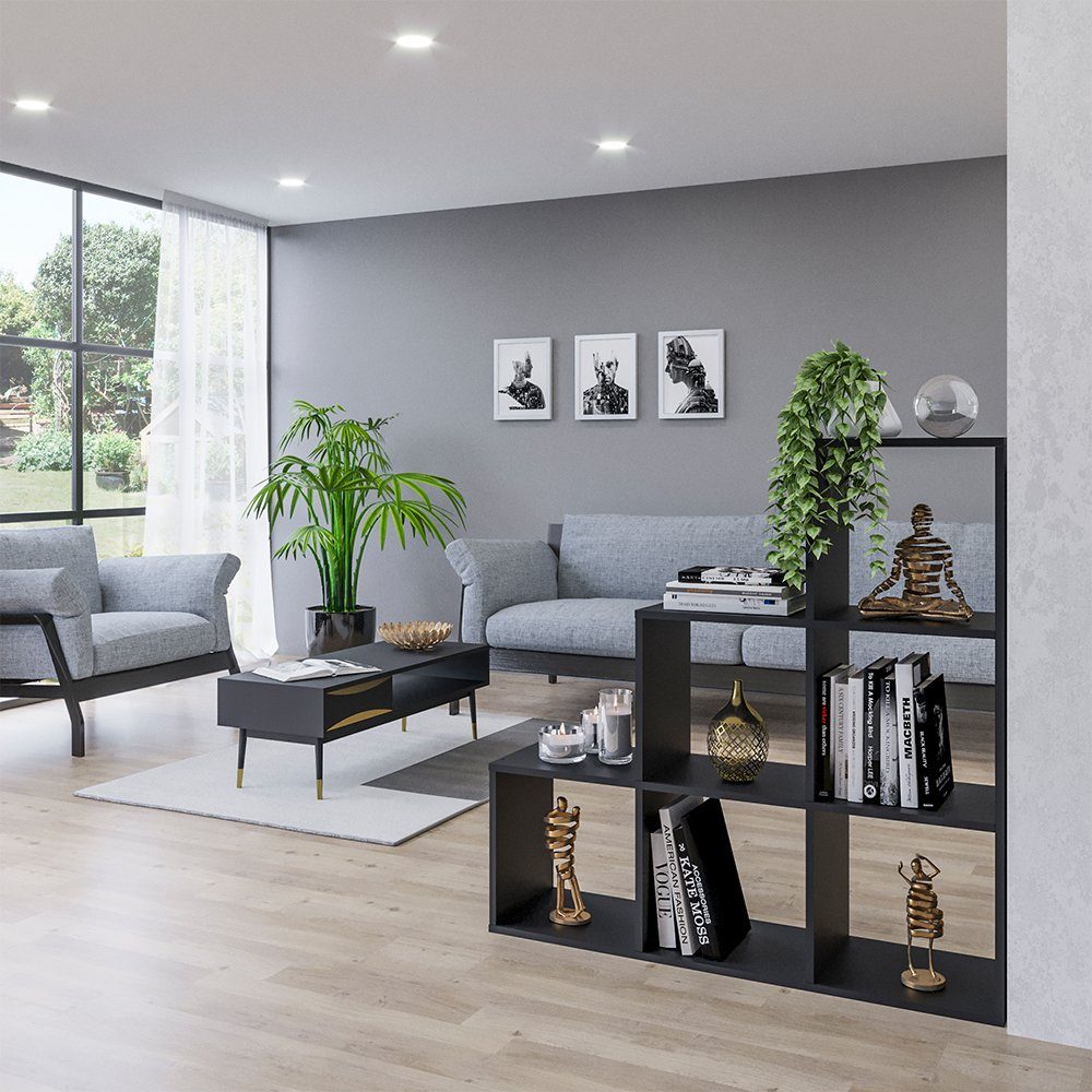 Vicco Raumteiler, Schwarz, 107.2 x 107.8 cm, Drehbar günstig online kaufen