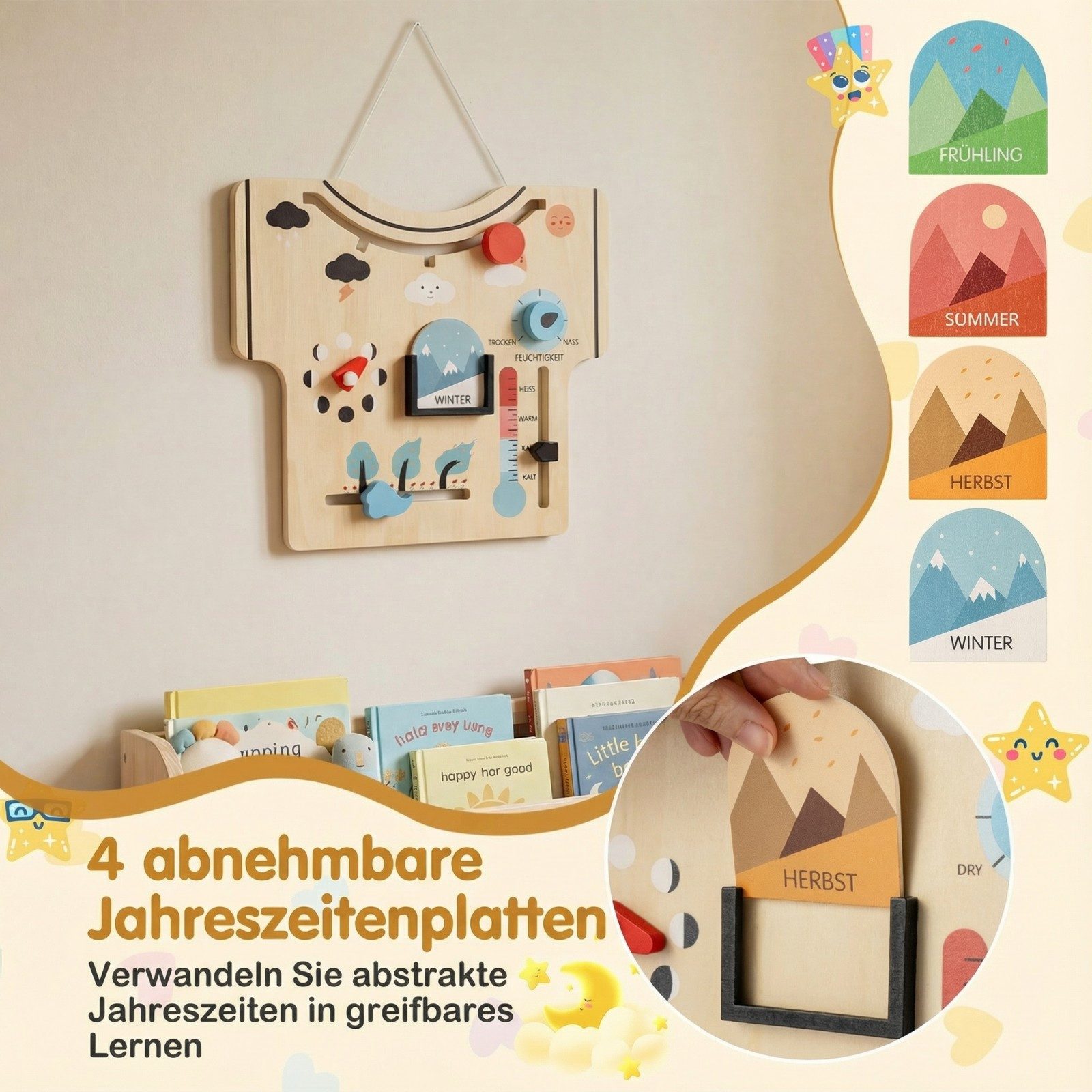 COSTWAY Lernspielzeug, Kindermonatskalender, Montessori Holzspielzeug
