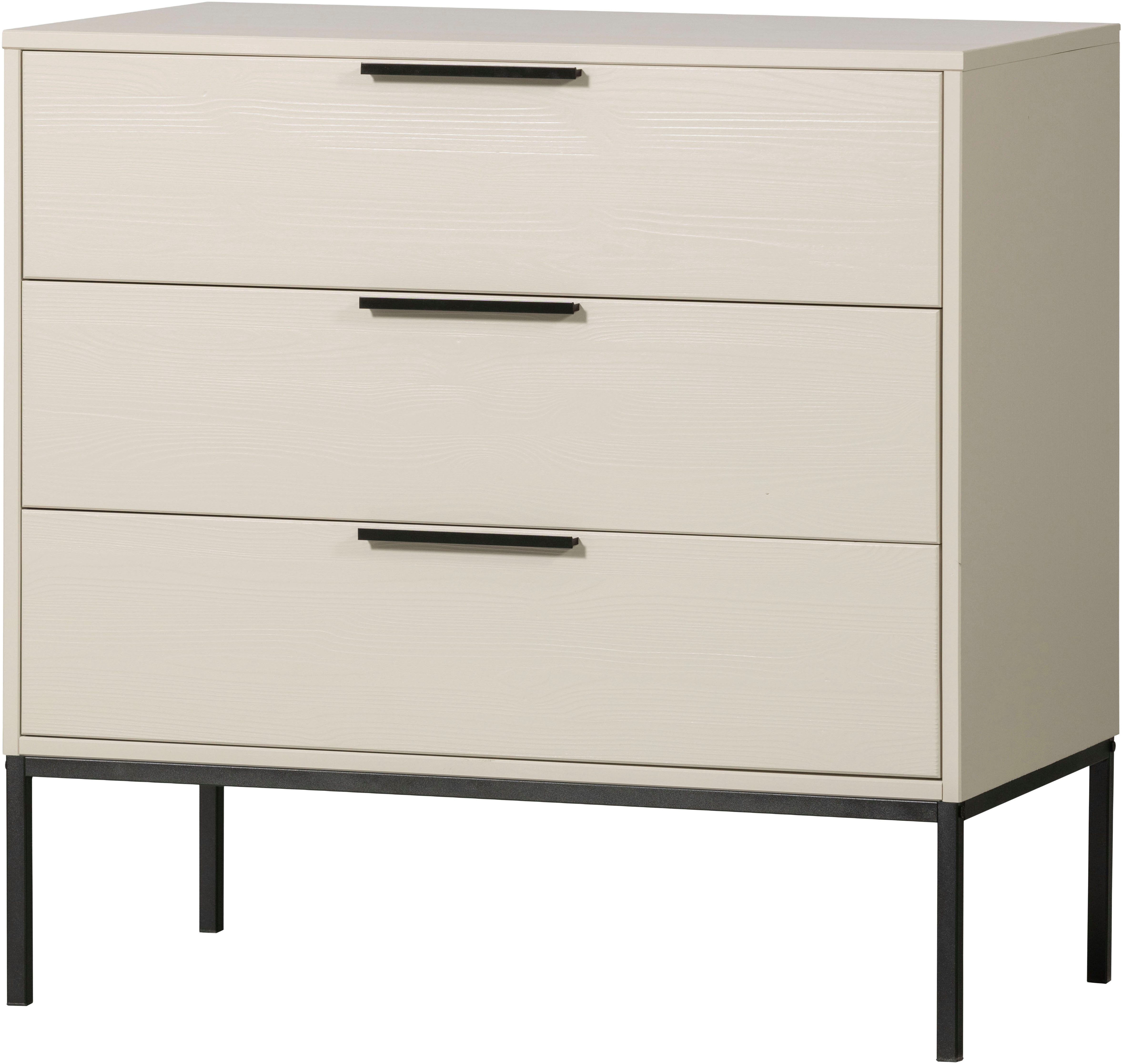 WOOOD Kommode Adam FSC®-Kiefernholz gebürstet mit Metallgriffen, H93 x B94 x T52 cm, Tragkraft 15 kg pro Auszug, Schutzlackierte Oberfläche, Metallgestell