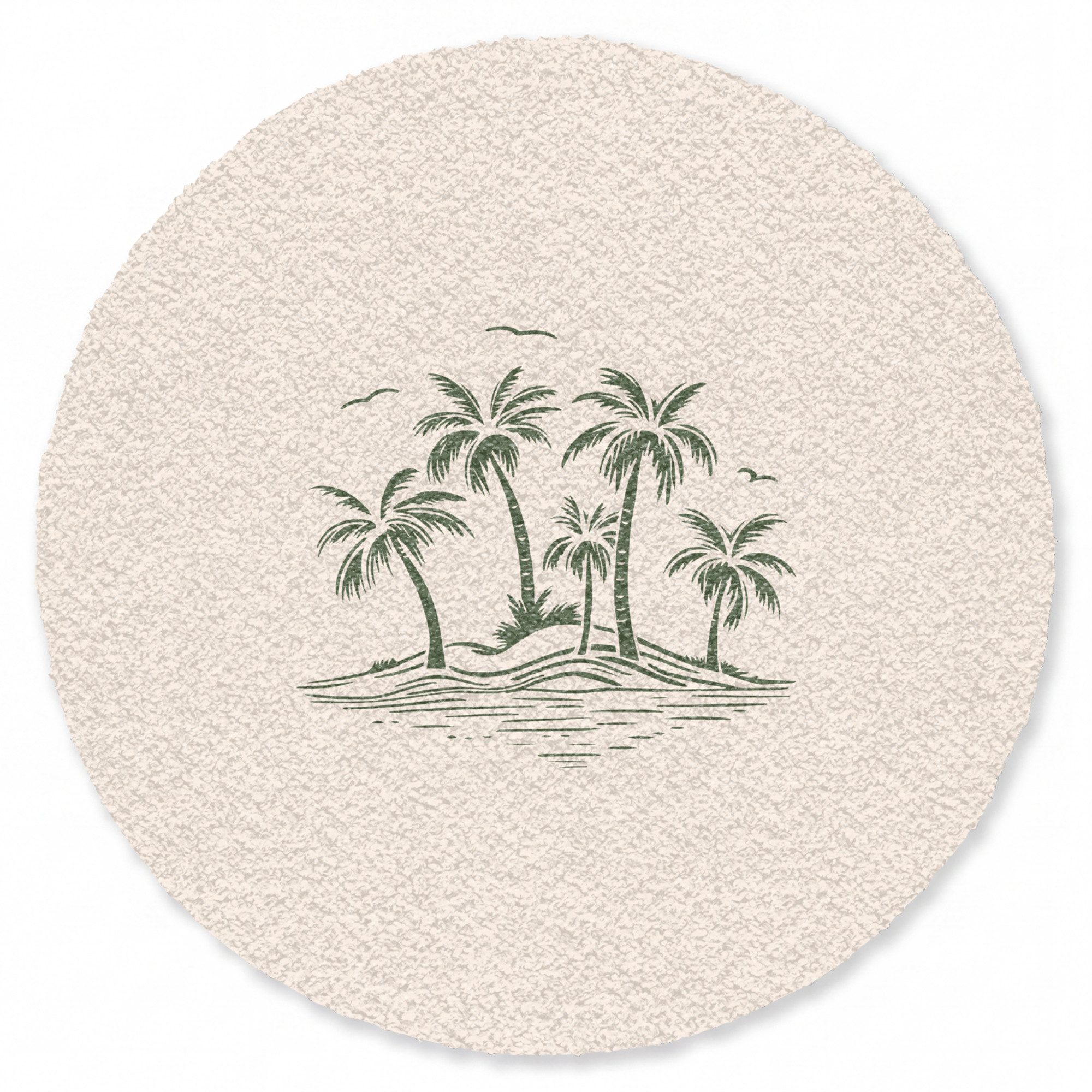MuchoWow Fußmatte Rund Palmen - Strand - Beige - Grün - Tropisch, Rechteckig, Sauberlaufmatte, Fußabtreter, Türvorleger 120x120 cm