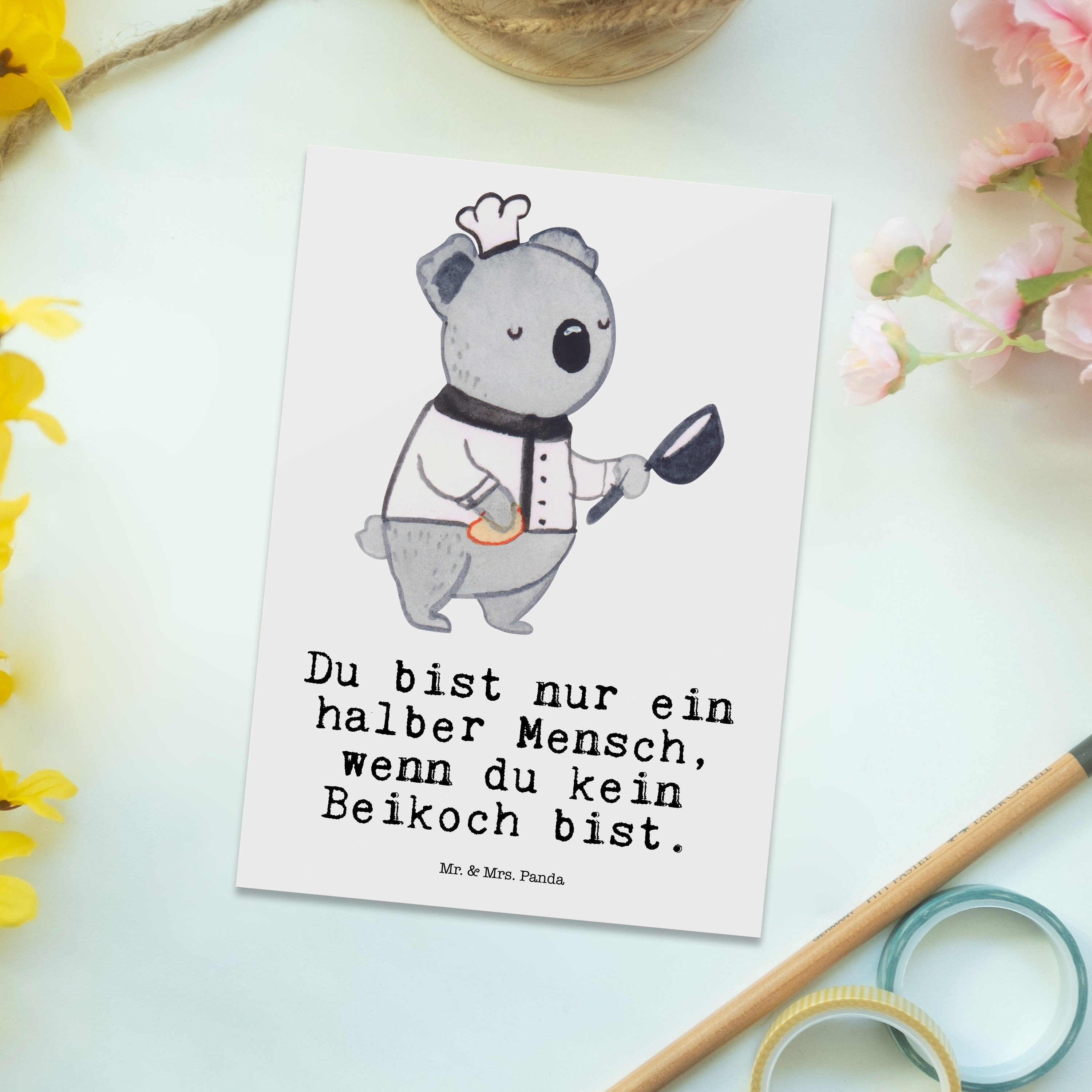 Mr. & Mrs. Gastronomie, Panda mit Weiß Restaurant, Geburtst - Herz Postkarte Geschenk, Beikoch 