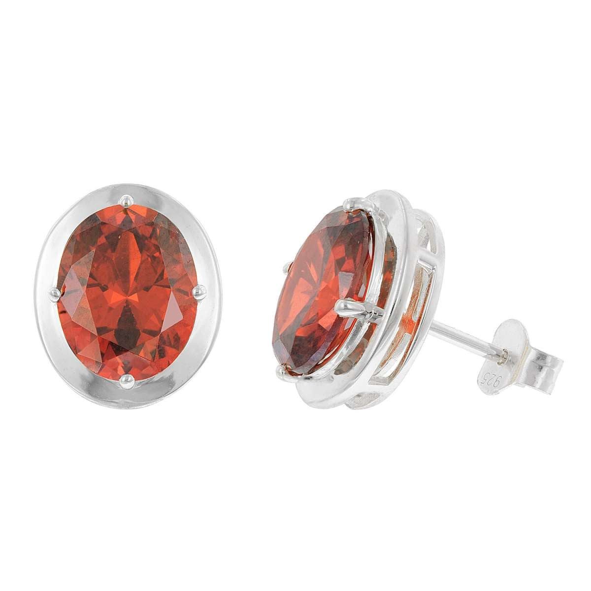 trendor Paar Ohrstecker 21340-07, für Damen 925 Silber Zirkonia Padparadscha-Rot