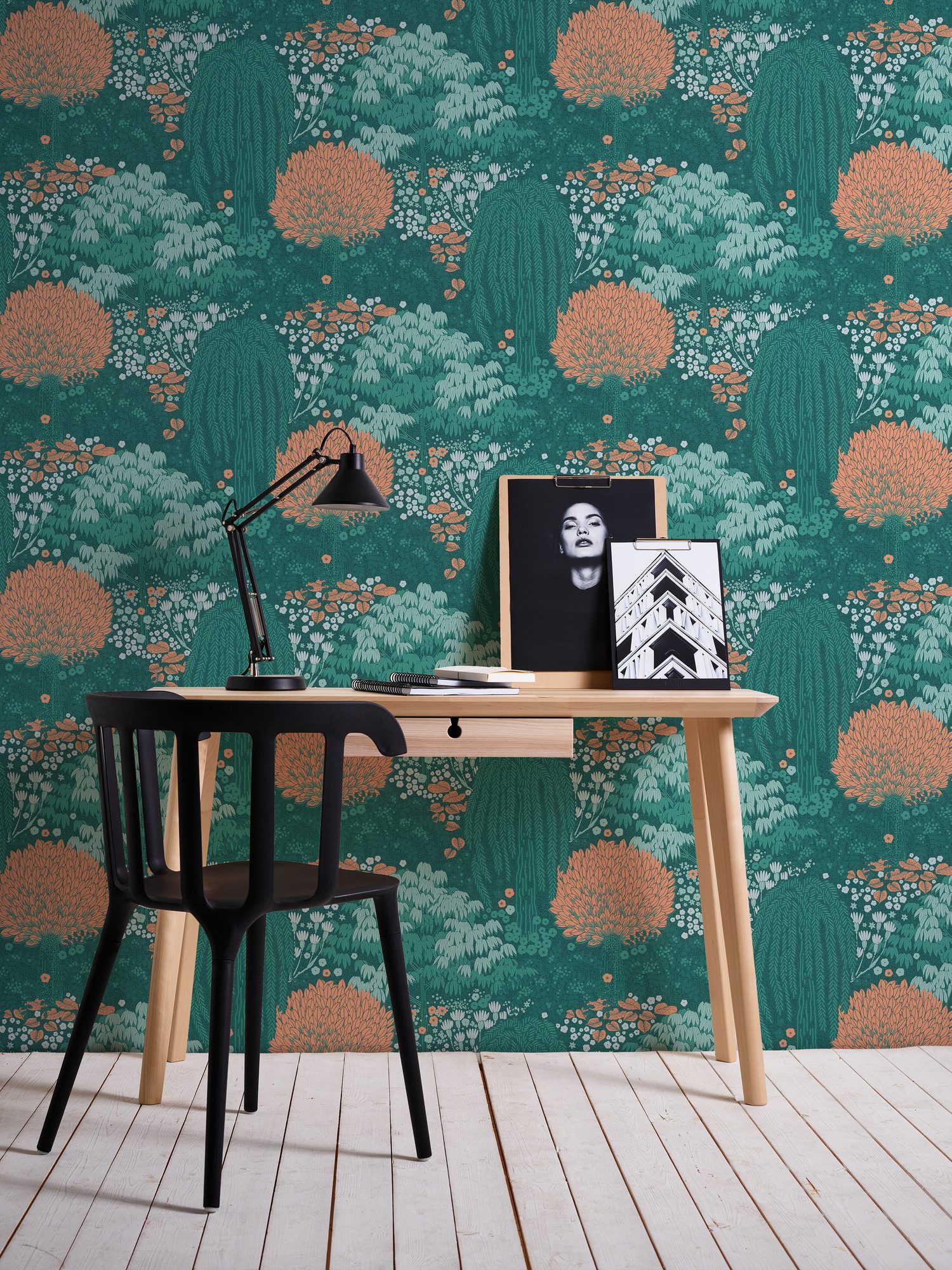 living walls Vliestapete Famous Garden Wald-Tapete Mustertapete Floral Wald, strukturiert, matt, (1 St), Vliestapete Pflanzen für Schlafzimmer Küche Wohnzimmer Wald Design