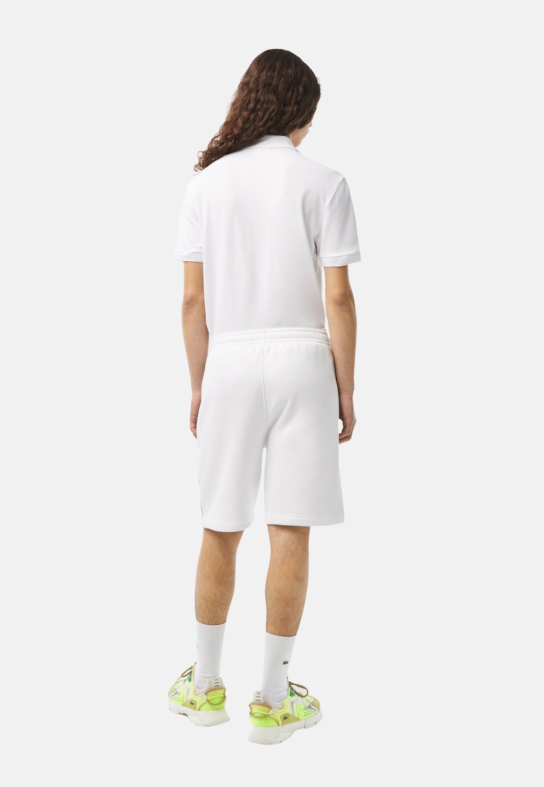 (1-tlg) Sweatshorts weiß Shorts Lacoste Baumwoll-Flanell aus elastischem Hose mit