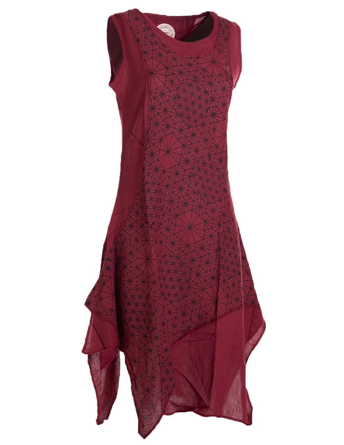 Vishes Midikleid Damen knielanges Kleid Baumwolle Geometrisch Lagenlook Armlos Alternative Bekleidung, Ethno, Hippie, Retro Style – Bild 4 von 4