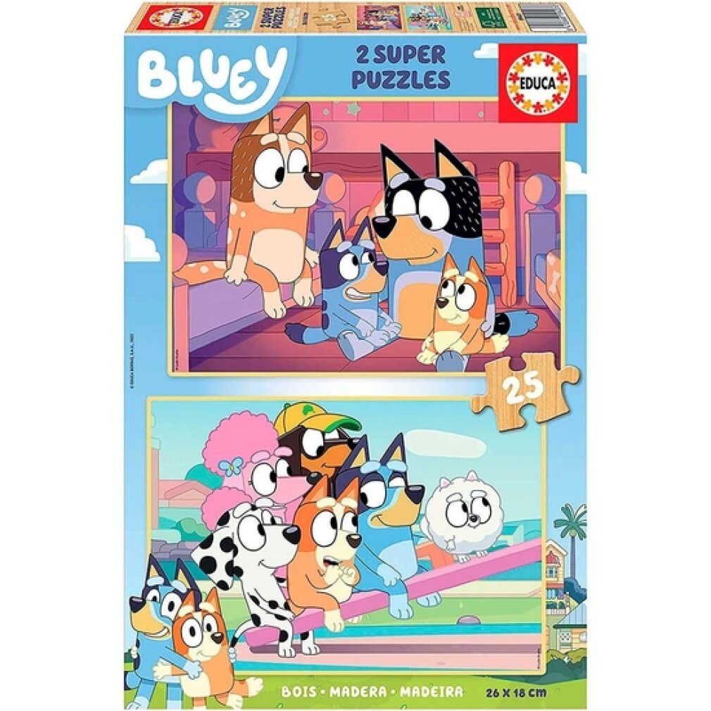 Educa Puzzle Holzpuzzle Bluey 2x25 Teile, Puzzleteile