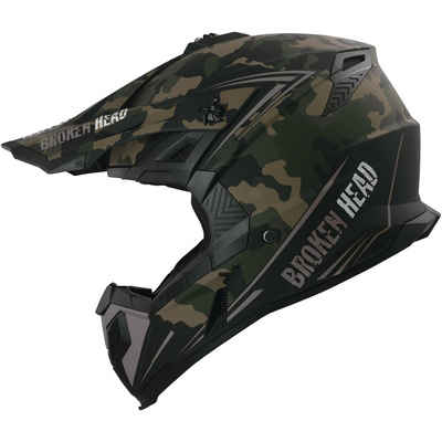 Broken Head Motocrosshelm »Squadron Rebelution Camouflage-Sand-Titan«, mit Ratschen- und Doppel-D-Verschluss