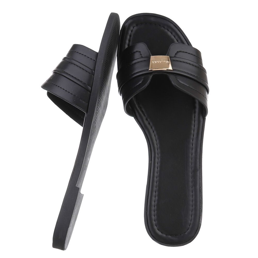 Ital-Design Elegante Sandaletten für entspannte Tage Pantolette (89322975) Blockabsatz Pantoletten in Schwarz