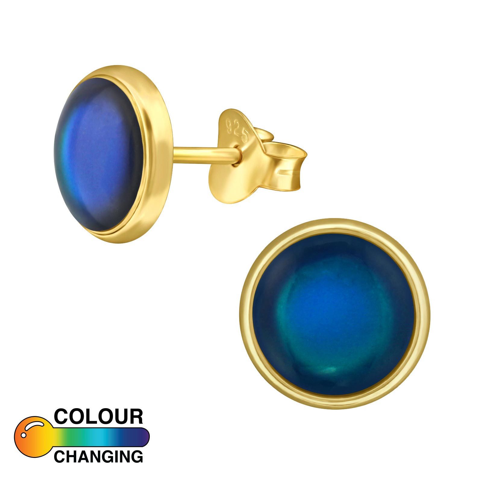 Paar Ohrstecker Mood Ohrstecker Stimmung: Gold Ohrringe aus Silber 925