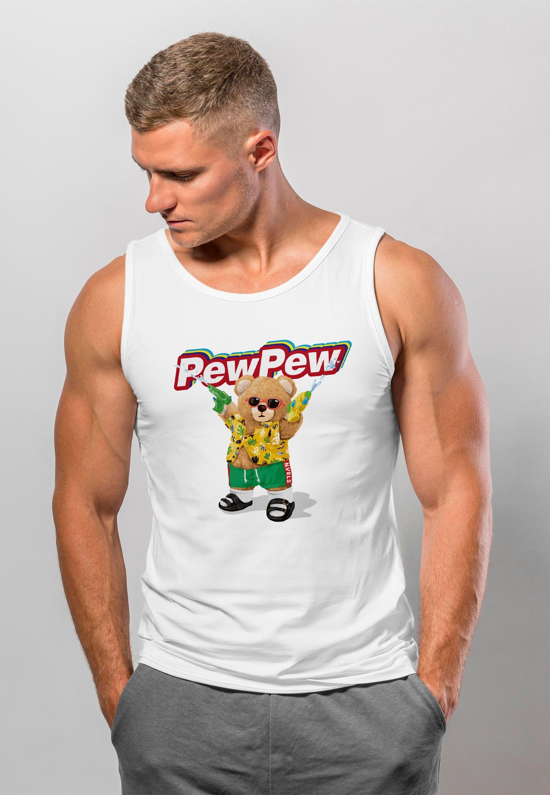Neverless Tanktop Herren Tank-Top Pew Pew Bär Sommer Printshirt Aufdruck Mo günstig online kaufen