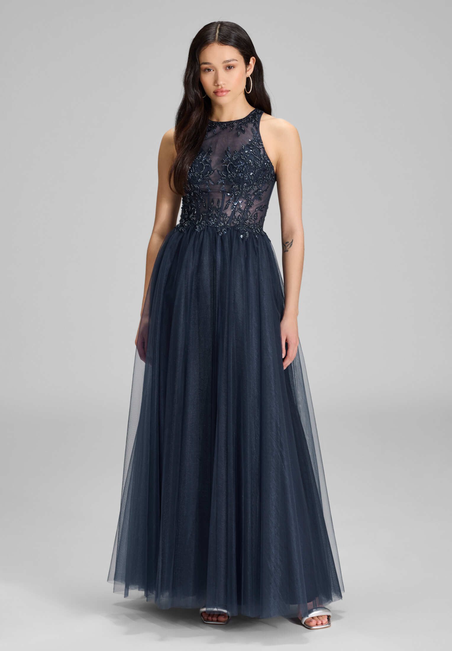 Hey Kyla Abendkleid - Bodenlanges Tüllkleid mit Stickerei Taillierter Schni günstig online kaufen