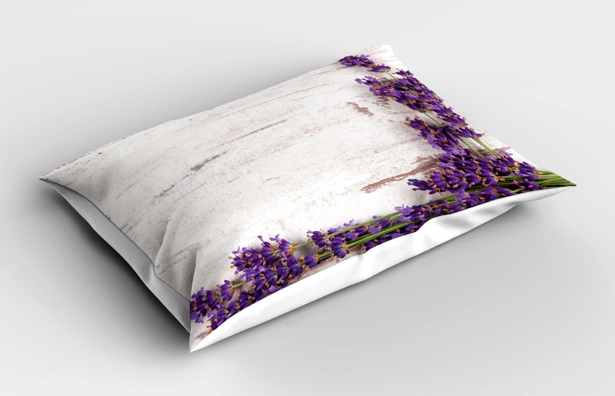 Kissenbezüge Dekorativer Queen Size Gedruckter Kopfkissenbezug, Abakuhaus (1 Stück), rustikales Holz Lavendel-Blumen-Tabelle