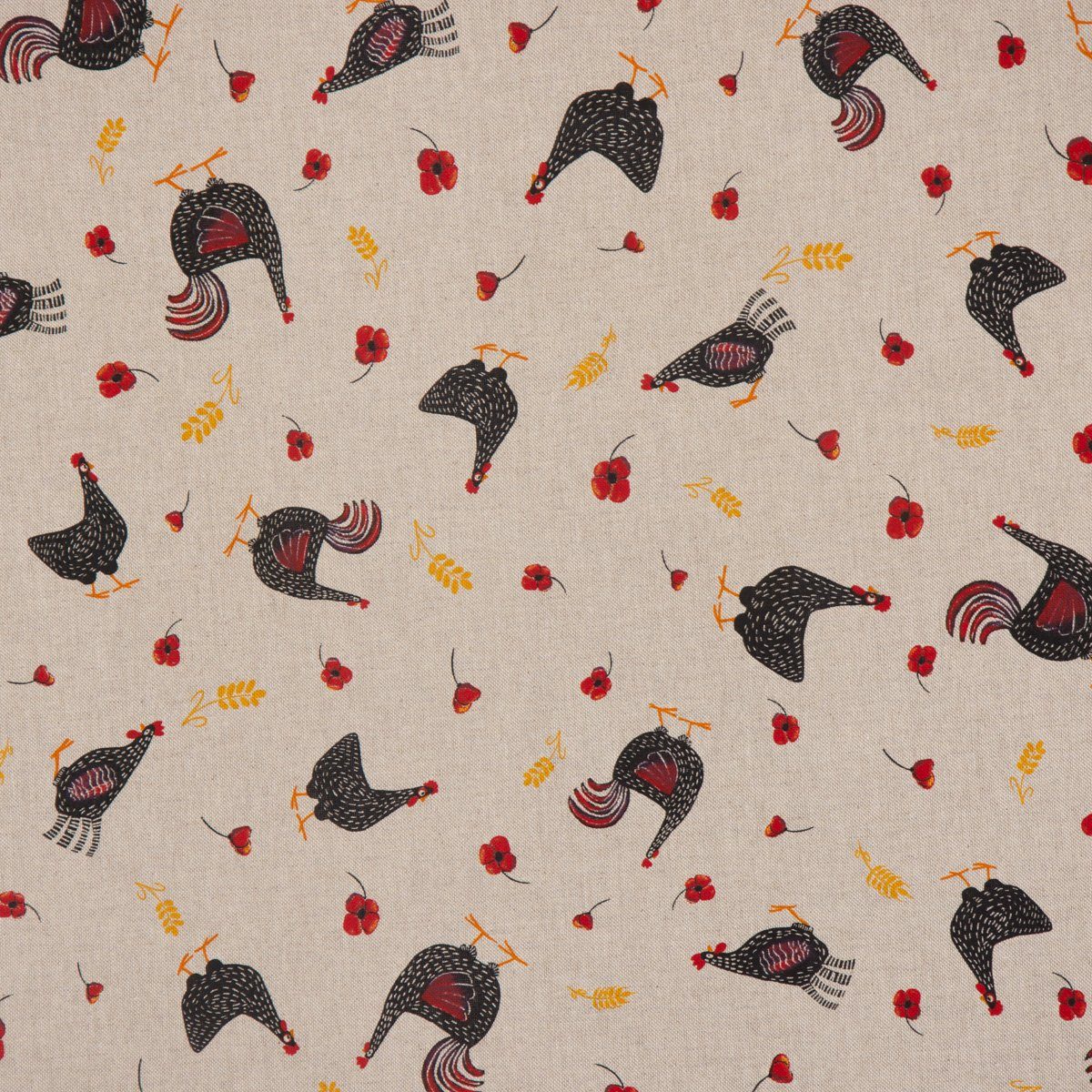 LEBEN. handmade Hühner Tischdecke schwarz, LEBEN. Mohnblume SCHÖNER SCHÖNER rot natur Tischdecke