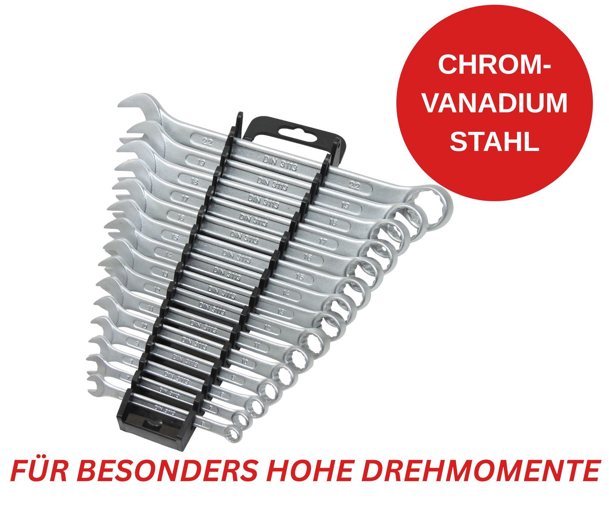 FAMEX Gabel- und Ringschlüssel 10355-15 Ringmaulschlüssel Satz (Gabelringschlüssel Set, 15 St), aus CV-Stahl