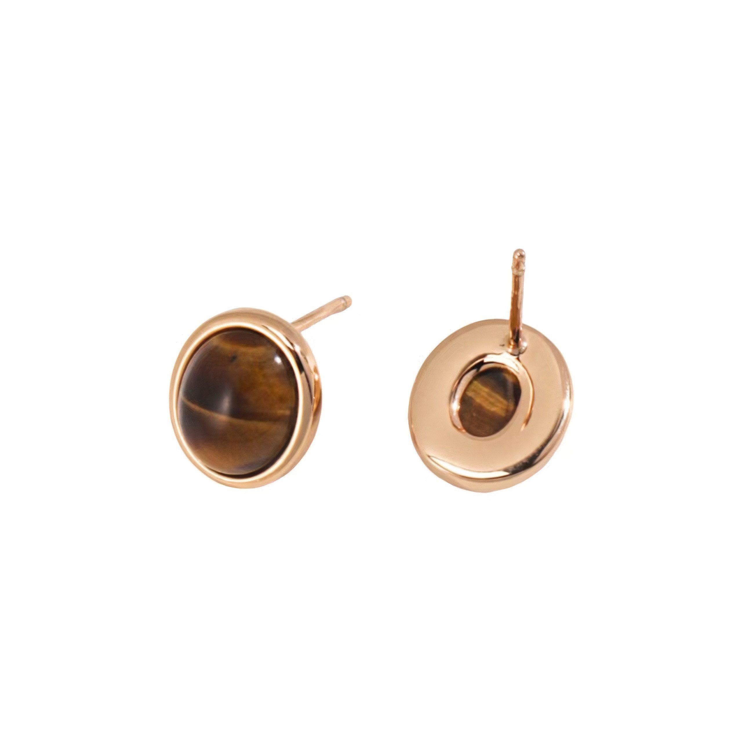 Jumpeak Paar Ohrstecker 18K vergoldete, 925 Sterling Silber Ohrstecker mit Tigerauge & Rotachat, ohrstecker mädchen, modeschmuck ohrringe, geschenk für frau