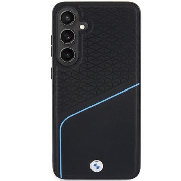BMW Handyhülle Case Galaxy S24 Plus MagSafe Echtleder schwarz blau 6,7 Zoll, Kantenschutz