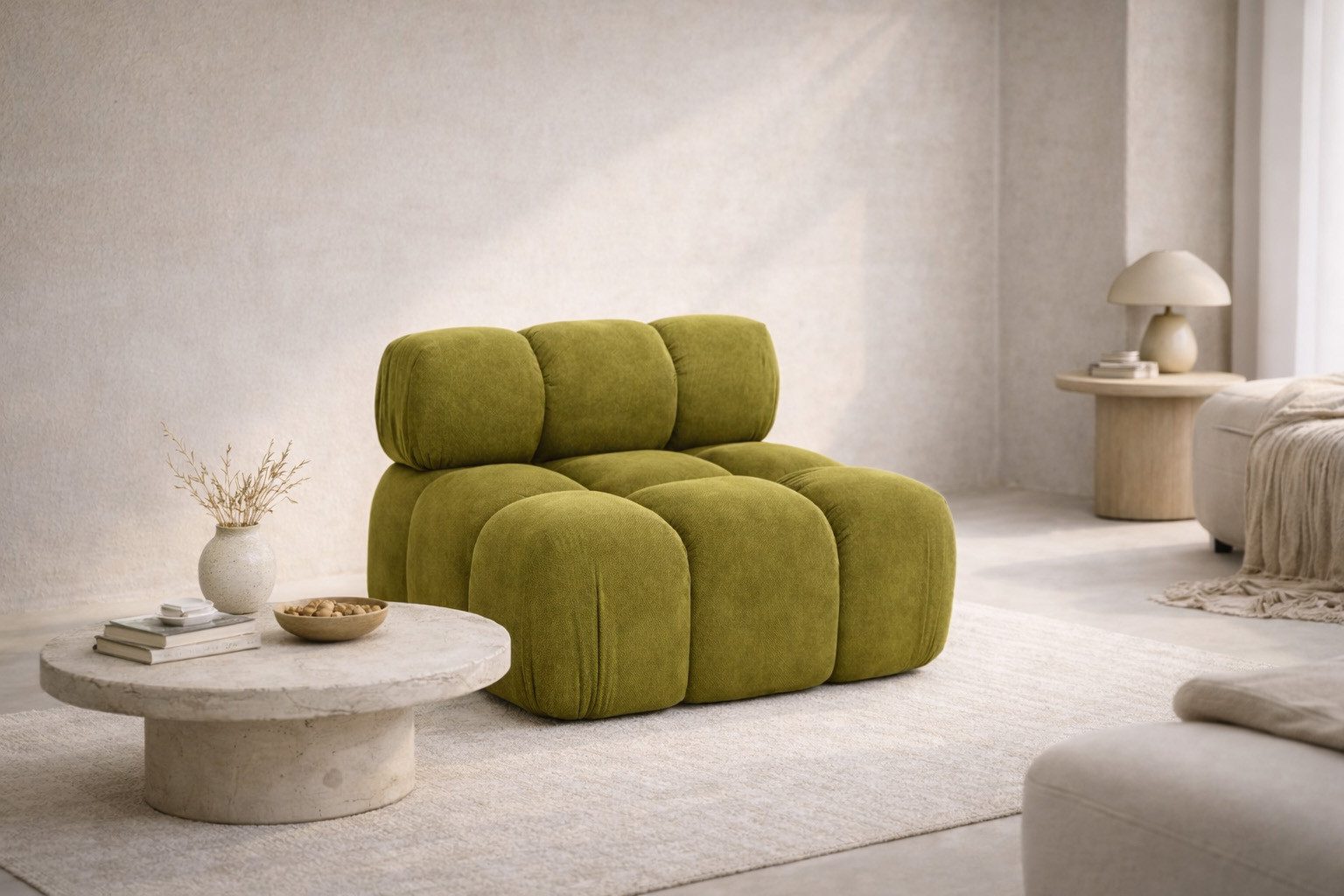 Kaiser Möbel Sofa-Mittelelement modulares System, Veloursstoff Salvador,SELIA (Einzelelement), Veloursstoff Salvador hochelastischer HR-Schaum Wellenfederung