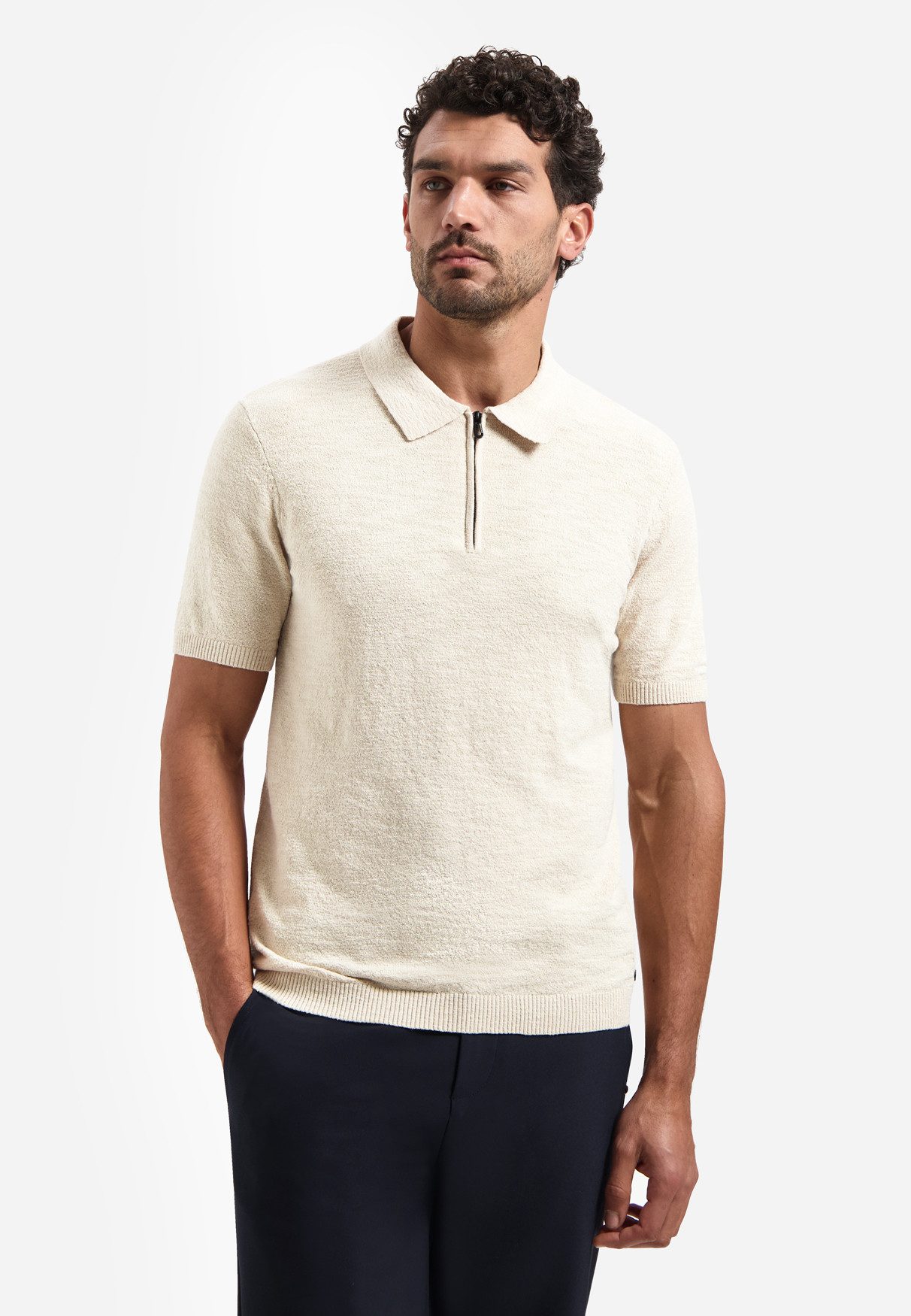 NO EXCESS Poloshirt Pullover Short Sleeve Polo Zip Frote