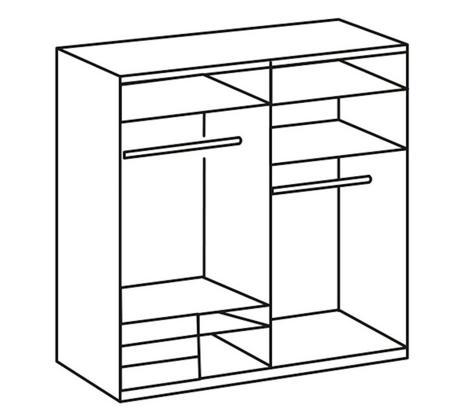 Wimex Schwebetürenschrank Level (Level) 200cm weiß / Grauglas 2-türig mit 3  Schubladen