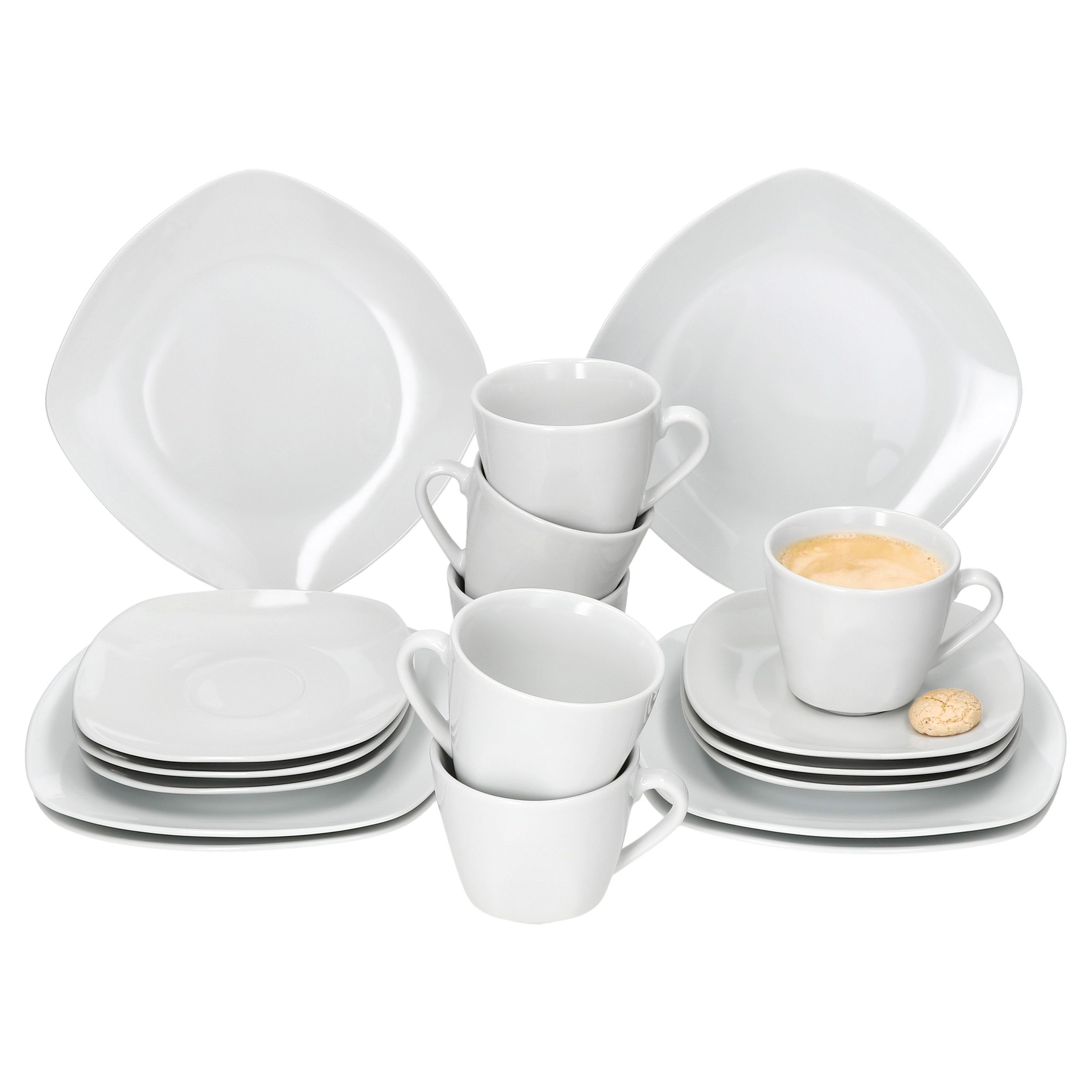 Kaffeeservice 18tlg Kaffeeservice Lotta weiß Porzellan 6 Personen