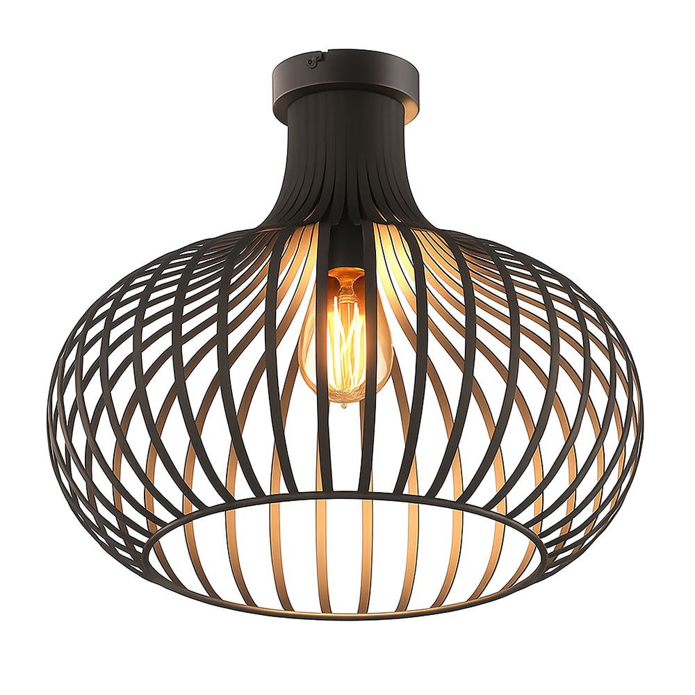 NOWA LED Deckenleuchte, Leuchtmittel inklusive, Warmweiß, LED Deckenlampe Filament Wohnzimmerlampe Industrial Gitter rost