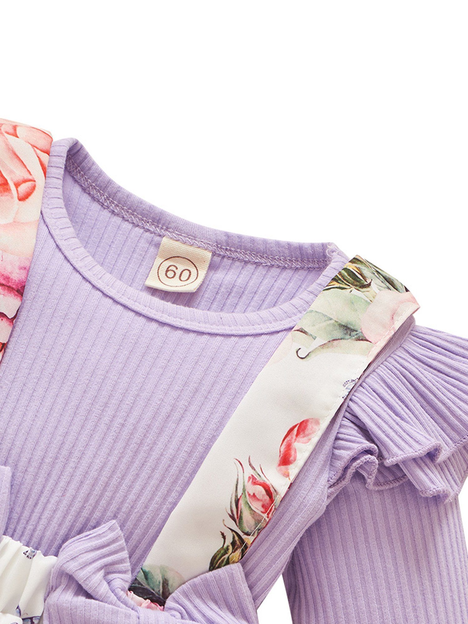 Kinder Mädchen (Gr. 50 - 92) LAPA Shirt, Leggings & Haarband Strampler mit Blumenmuster für Neugeborene, Krabbelanzug