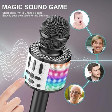 MicQutr Mikrofon, LED Drahtloses Bluetooth Mikrofon zum Singen Spielzeug Android iOS