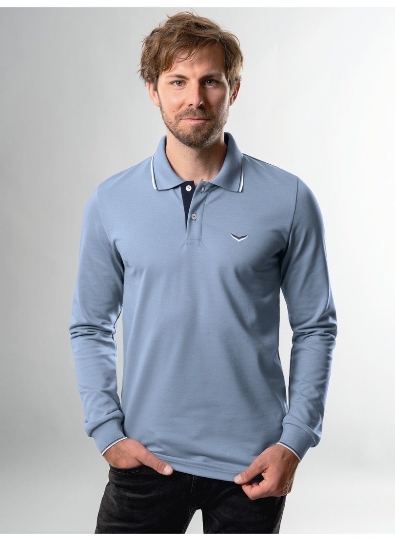 Trigema Poloshirt TRIGEMA Modisches Poloshirt mit langen Armen pearl-blue