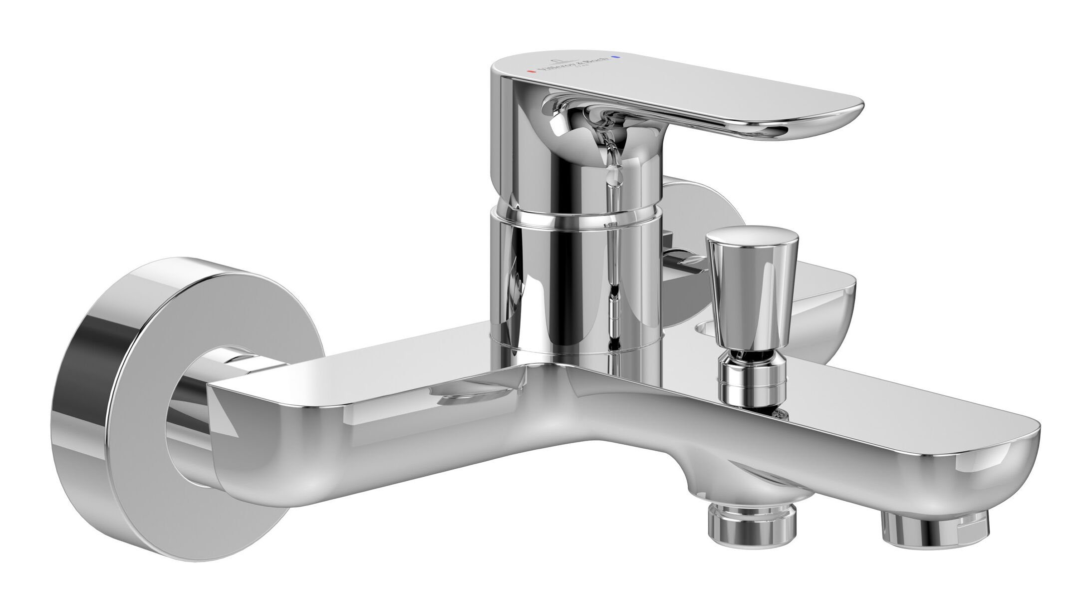 Villeroy & Boch Wannenarmatur O.novo Einhebel-Badewannenarmatur, mit Umsteller, Wandmontage - Chrom