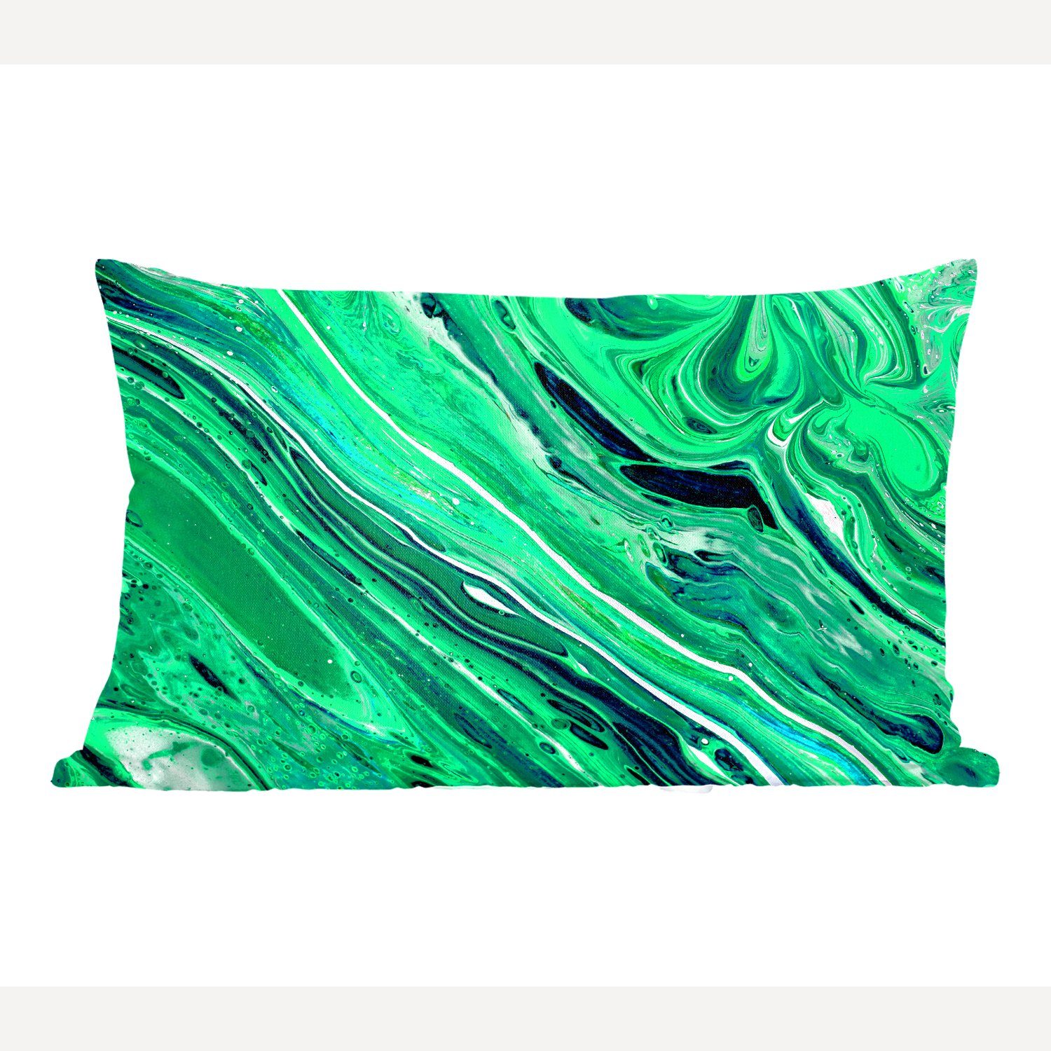 MuchoWow Dekokissen Marmor - Ölfarbe - Grün, Wohzimmer Dekoration, Zierkissen, Dekokissen mit Füllung, Schlafzimmer