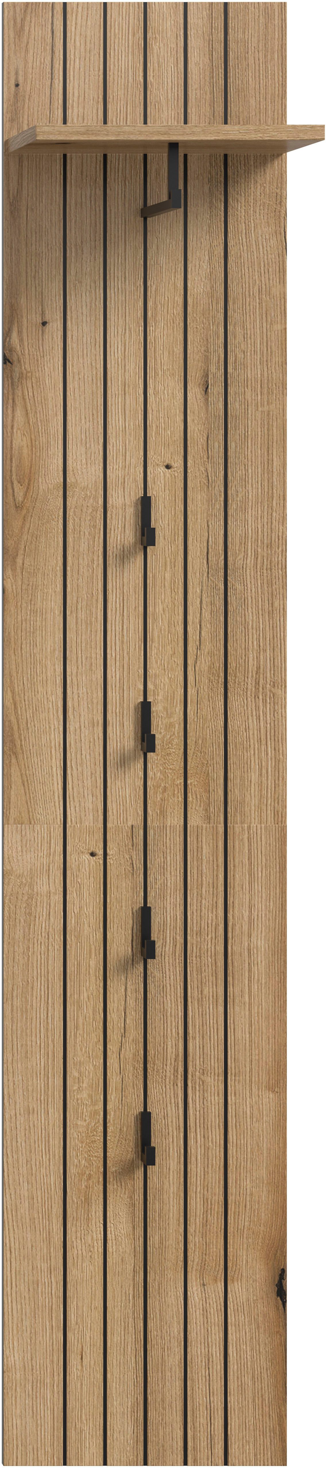 INOSIGN Garderobenpaneel TATIO, Rillenfräsung, 4 Haken, 1 Kleiderstange, 1 Ablageboden (1 St), Garderobenpaneel, Garderobe, Flur, Diele