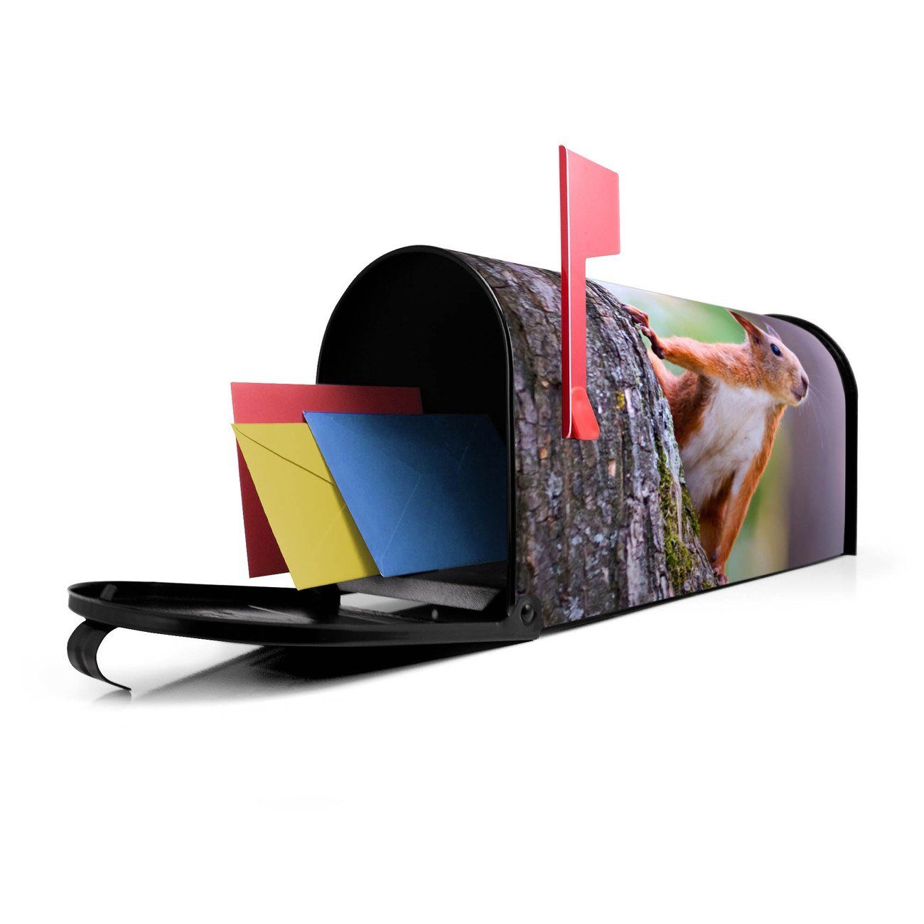 banjado Amerikanischer Briefkasten Mailbox Eichhörnchen Mississippi x cm 22 x 51 USA), (Amerikanischer Briefkasten, schwarz original 17 aus