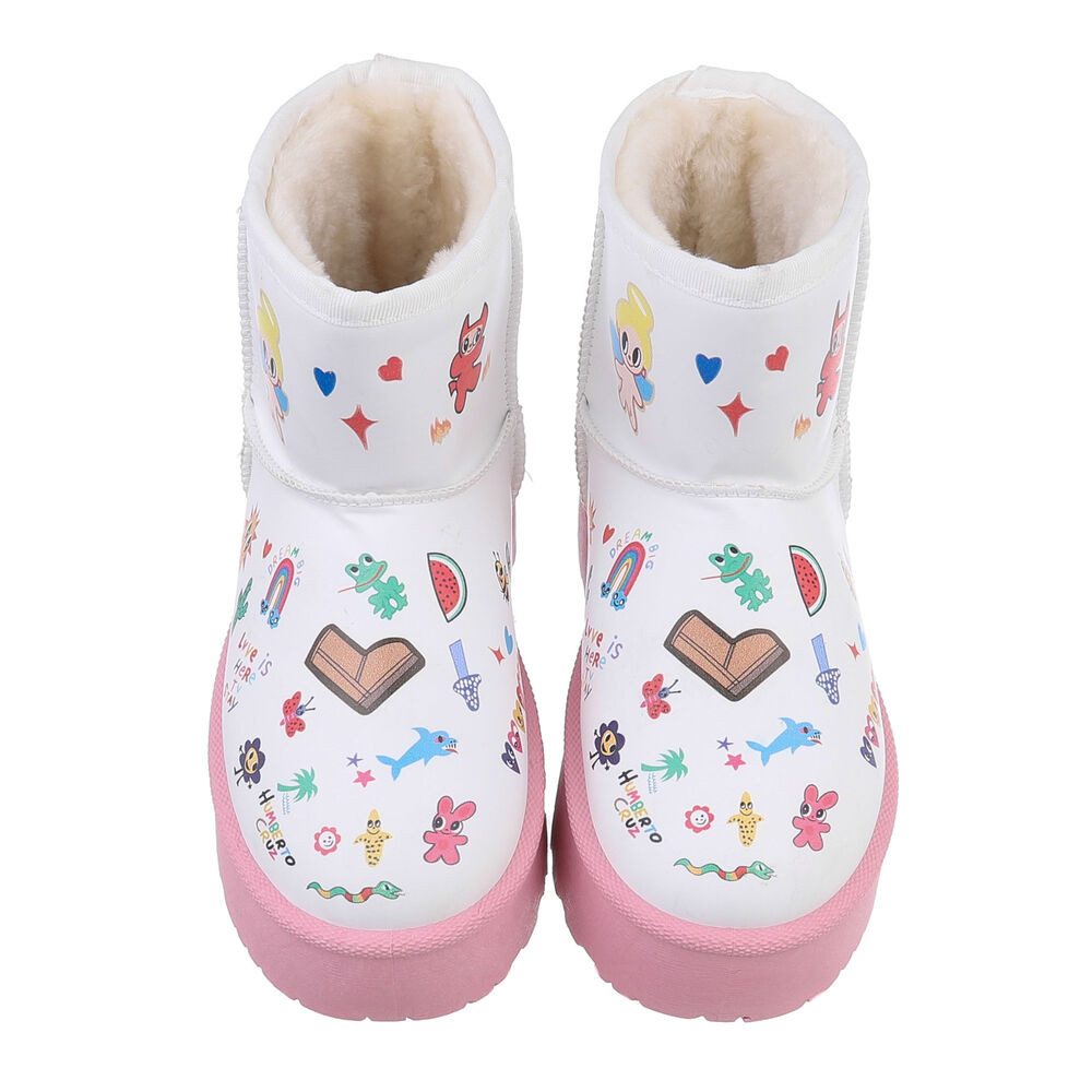 Ital-Design Kinder Snowboots Freizeit Stiefelette (87214296) Flach Stiefeletten in Rosa