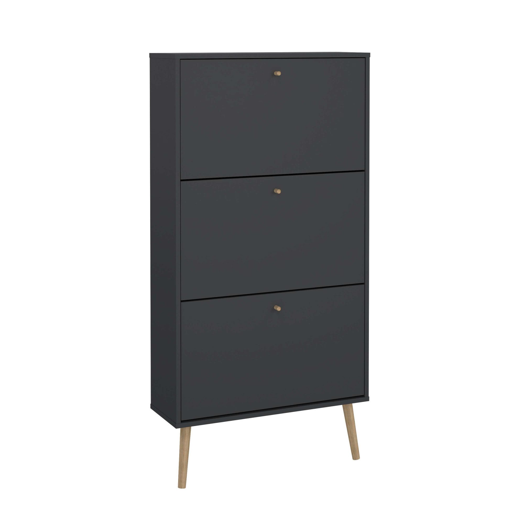 Home affaire Schuhschrank Bodo, Schuhkipper, Schuhregal, Breite 70 cm,ca. 18 Paar Schuhe, 3 Klappen, Beine, Griffe Massivholz